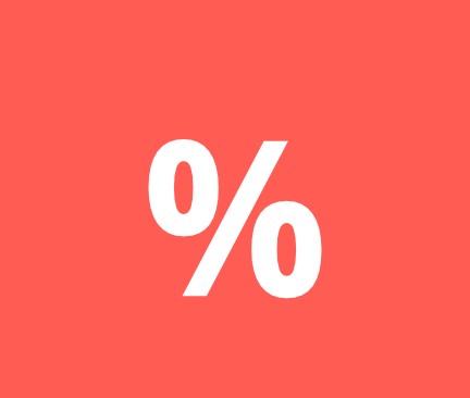 Aanbiedingsindicatie in het rood met een wit percentagesymbool