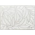 12x Tafel placemats/onderleggers met zilveren bladeren 30 x 45 cm