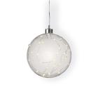 1x stuks verlichte glazen kerstballen met 40 lampjes zilver/warm wit 20 cm