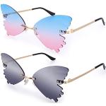 Multicolored Vlinder zonnebrillen  in maat XXL met motief van Vlinder 2 stuks voor Dames 