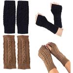 Bruine Gebreide Vingerloze handschoenen  voor de Winter  in Onesize Sustainable in de Sale voor Dames 
