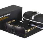 Zwarte Metalen Polarized Zonnebrillen voor Heren 