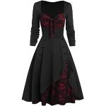 2021 Gothic jurk voor dames, zomer, mouwloos, patroon, kant, plissérok, jurk met bandjes, plus-maat, halloweenkostuum, middeleeuws kostuum, carnaval, steampunk-jurk, vintage jurk, steampunk, Victoriaanse jurk, 1, zwart, 3XL
