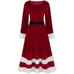 Rode Velours V-hals jurken  voor een Kerstmis V-hals  in maat XL voor Dames 