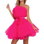 Sexy Roze Tulen Party jurken  voor een Bruid Strapless halslijn  in maat L Kort met motief van Fee voor Dames 