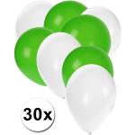 30x ballonnen wit en groen