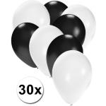 30x ballonnen wit en zwart