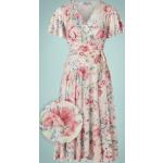 Sexy Crèmewitte Polyester vintage chic for topvintage Bloemen Floral dresses  in maat M voor Dames 