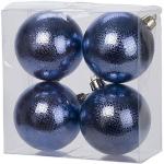 Donkerblauwe Kunststof Kerstballen 