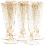 50 Elegante Plastic Champagneglazen met Gouden Glitter, 150 ml - Stevig, Veelzijdig & Herbruikbaar - Perfect voor Feestjes, Bruiloften, Verjaardagen, Kerst, Nieujaarsfeesten