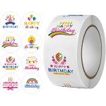 500 stuks ronde Happy Birthday-stickers, zelfklevende verjaardagsstickers, verjaardag, ronde papieren etiketten voor kinderen, 2,5 cm
