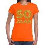 Oranje T-shirts met opdruk  voor een Verjaardag met Glitter voor Dames 