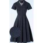50s Caterina Mini Polka Dot Swing Dress in Navy