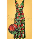 Sexy Multicolored Polyester vintage chic for topvintage Bloemen Floral dresses V-hals  in maat M Maxi in de Sale voor Dames 