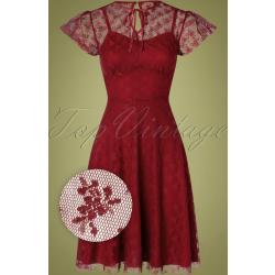 50s Melody Lace Occasion Dress in Burgundy