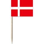 50x Cocktailprikkers Denemarken 8 cm vlaggetje landen decoratie