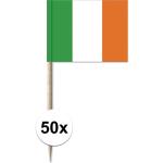 50x Cocktailprikkers Ierland 8 cm vlaggetje landen decoratie