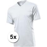 5x witte t-shirts v-hals