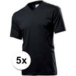 5x zwarte t-shirts v-hals