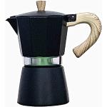 6 kopjes (300ml) Moka Pot Kookplaat Espresso Maker Aluminium Percolator Kookplaat Koffiezetapparaten, met houten handvat (zwart)