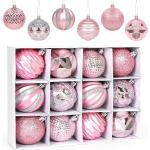 Roze Kunststof Kerstballen 