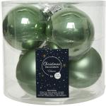 6x Salie groene glazen kerstballen 8 cm glans en mat