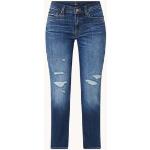 7 For All Mankind Mid waist slim fit cropped jeans met verwassen afwerking - Indigo