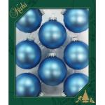 8x Stuks Glazen Kerstballen 7 Cm Alpine Velvet Blauw - Kerstbal