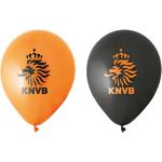 8x stuks Oranje en zwarte KNVB voetbal ballonnen -