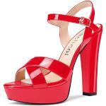 Casual Rode Patent Leren Sandalen met plateau  voor een Bruiloft Blokhakken  in maat 44 voor Dames 
