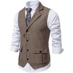 Klassieke Bruine Tweed Gilets  voor een Ceremonie  in maat XXL voor Heren 