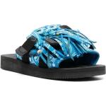 Blauwe Rubberen Platte sandalen met Gespsluiting met Franje in de Sale voor Heren 