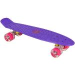 Amigo skateboard - Mini Cruiser voor jongens, meisjes, dames en heren - Met led-wielen en ABEC-7 kogellagers - 55 x 15 cm - Paars