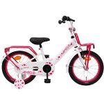 Amigo Sweetheart - Kinderfiets 16 inch - Voor meisjes van 4 tot 6 jaar - Met V-brake, terugtraprem, voordrager, fietsbel en zijwieltjes - Wit