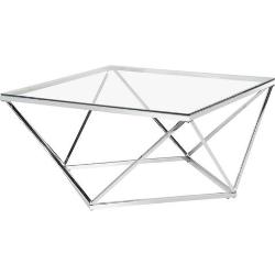andas Salontafel Jävre met tafelblad van glas, geometrisch onderstel van metaal, hoogte 45 cm (1 stuk)
