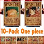Anime Poster 10PCS One Piece Luffy Gezocht Poster Zorro Nami Frankie Usopp Sanchi Chipe Robin Blue Kimbe Vintage wanddecoratie (51.5x36cm)