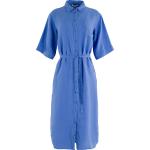 Klassieke Blauwe Linnen Chique jurken  in maat XXL Maxi voor Dames 