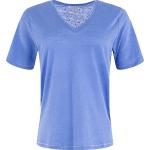 Klassieke Blauwe Linnen V-hals T-shirts V-hals  in maat XXL voor Dames 