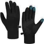 Zwarte Flanellen Stretch winddichte Fietshandschoenen  voor de Herfst  in maat S met motief van Fiets voor Dames 