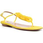 Citroengele Kalfsleren Aquazzura Platte sandalen  in maat 37 met Gespsluiting in de Sale voor Dames 