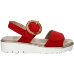Rode Leren Ara Platte sandalen  in maat 36 met Hakhoogte 3cm tot 5cm met Klittenbandsluitingen voor Dames 