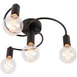 Art deco Zwarte Stalen Dimbare Qazqa E27 Plafondlamp met 4 lichtbronnen in de Sale 