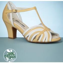 Ava Queenie Sunshine Pumps in Pastel Yellow and Wh