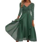 Retro Groene Chiffon Party jurken  voor een Bruidsmeisje  voor de Winter V-hals  in maat M met Lange mouwen Kort voor Dames 