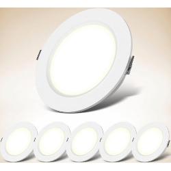 B.K.Licht Inbouwlamp BK_EL1557 Set van 6 badkamer LED inbouwspots, wit, XL, IP44, ultraplat (6-delig)