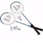 Set van 2x blauwe badminton rackets met shuttels