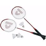 Badmintonrackets rood met shuttels