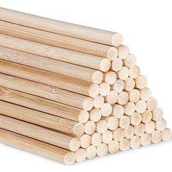 Bamboestokken voor knutselprojecten, 30 cm, lange houten sticks voor DIY, 55 stuks, bamboestokjes, bamboesticks, 6 mm