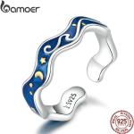 Bamoer Hot Fashion Real 925 Sterling Silver Starry Sky Blue Ring voor vrouwen Verstelbare Ringen Sieraden
