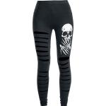 Banned - Gothic Leggings - Slashed Skull - S tot XL - voor Vrouwen - zwart